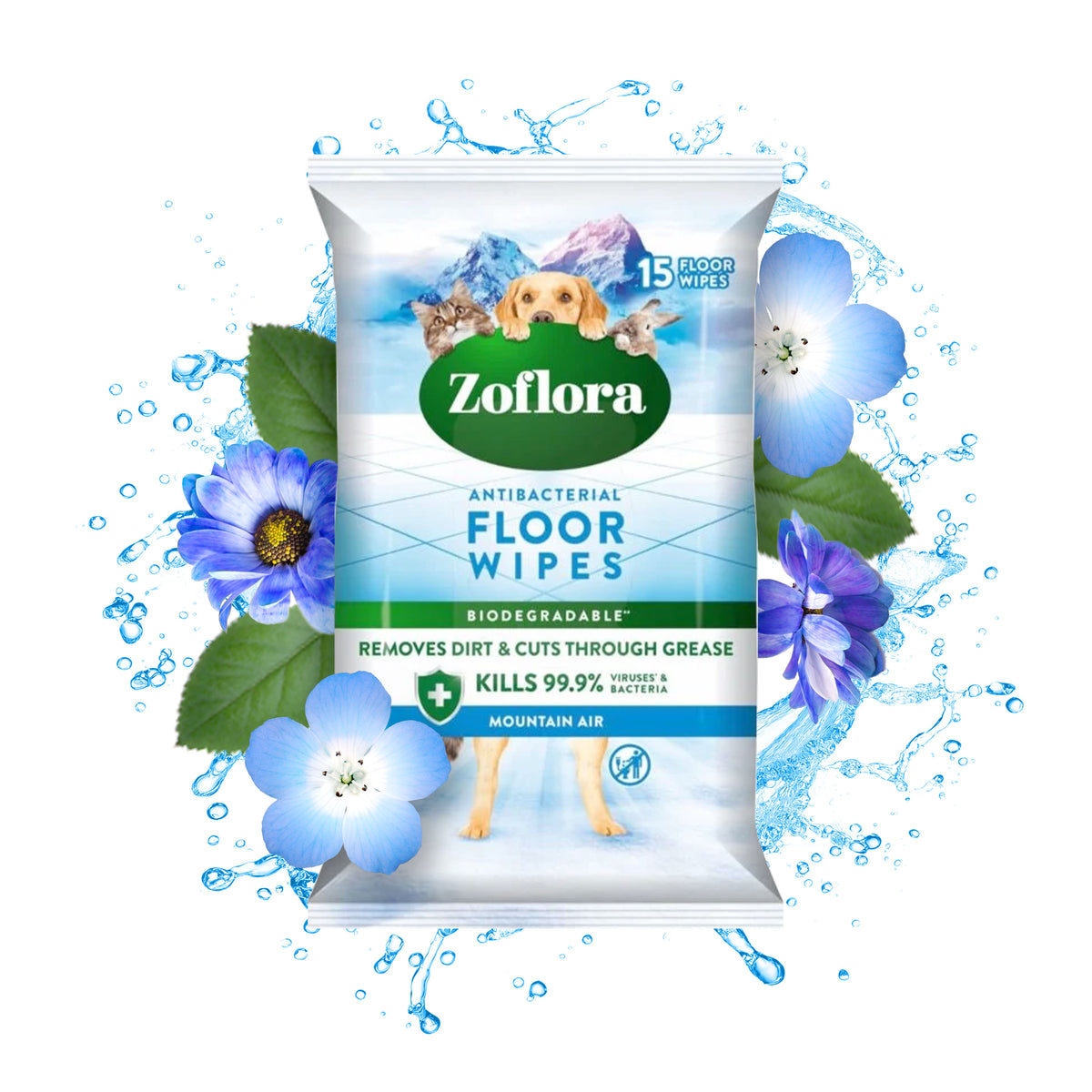Zoflora Mountain Air Antibacterial Floor Wipes