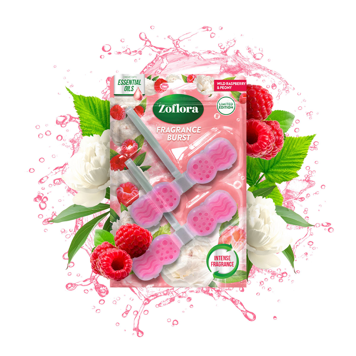 Zoflora Wild Raspberry &amp; Peony Rim Blocks 2x48g