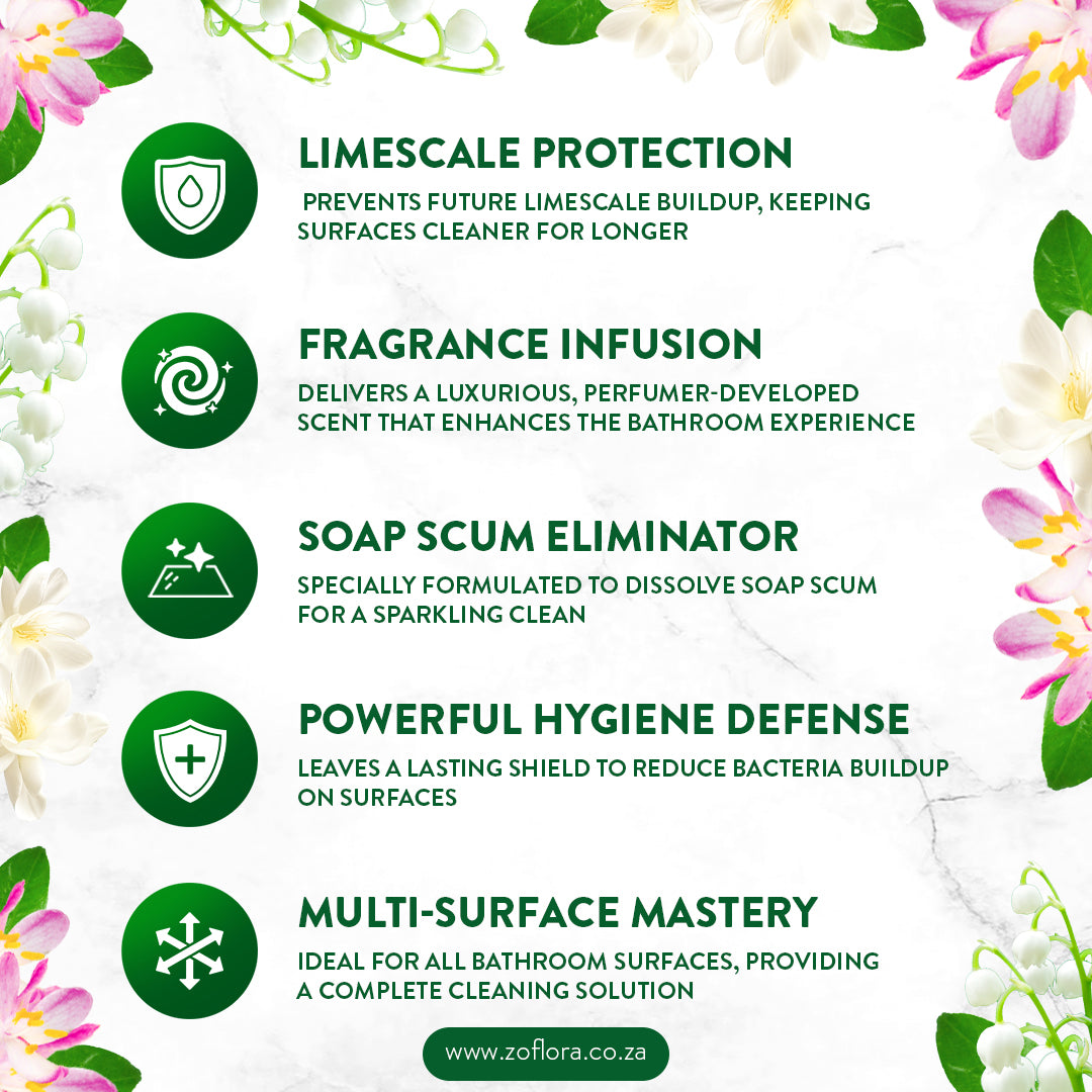 Zoflora Sweet Freesia &amp; Jasmine Bathroom Cleaner 800ml